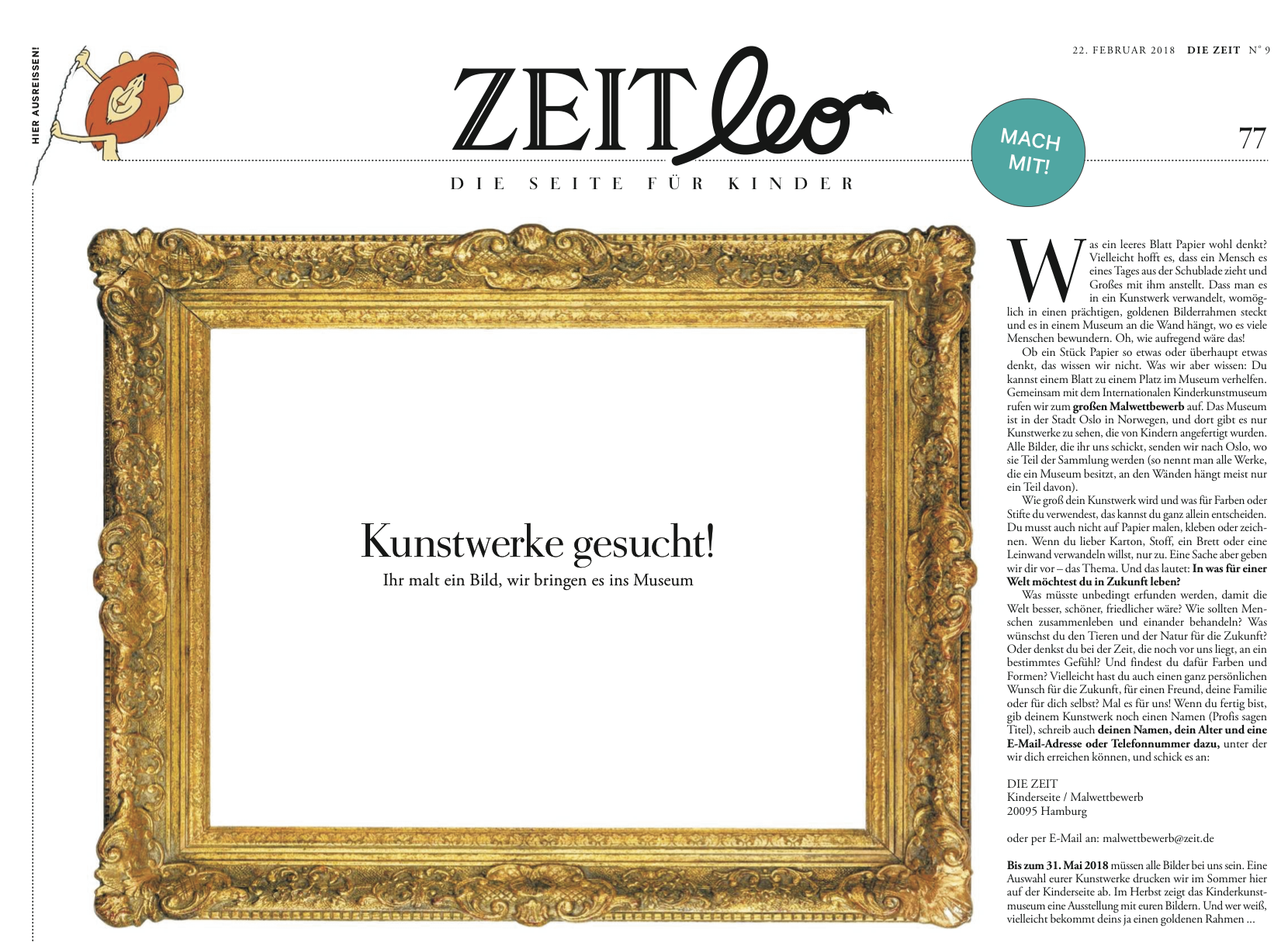 Die Zeit; 2018 Invitasjon Tegnekonkurranse, frist 31.mai 2018 post thumbnail image
